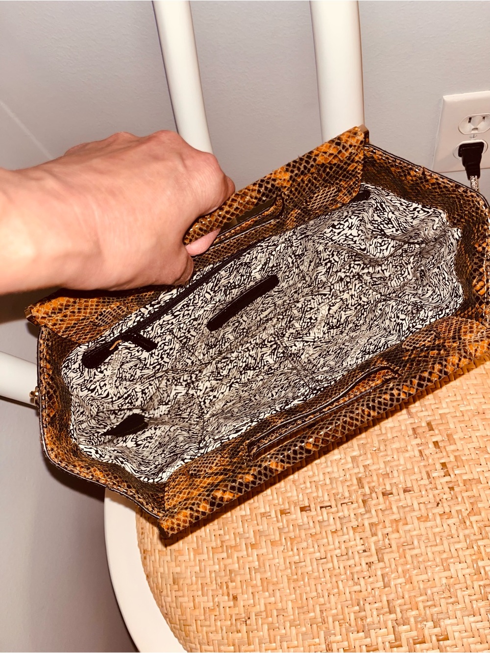 Rebecca Minkoff Brown Snake-Print Clutch - Picture 3 of 10